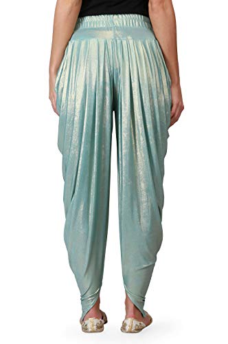 Legis Shimmer Blend Relaxed Comfortable Dhoti Pants Yoga Fitness Active Wear for Women Dance - Free Size (Light Green)
