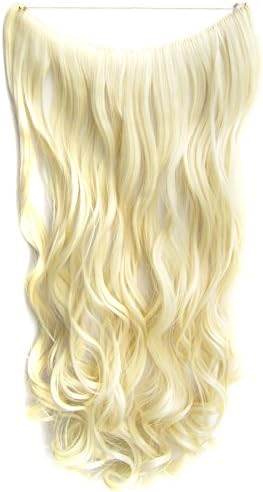24" Wavy Curly Secret Halo Hair Extensions Women Flip in Synthetic Hair extension Hairpiece 100g(Light Golden)