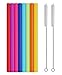 Hiware Extra Wide Smoothie Drinking Straws - 12mm Reusable Jumbo Bubble Tea Straws with Cleaning Brushes - 10 Pieces - Bpa-free Boba Straws