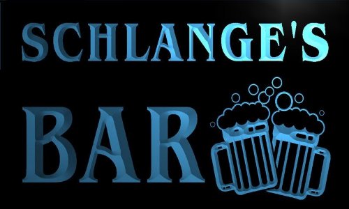 w108015-b SCHLANGE'S Name Home Bar Pub Beer Mugs Cheers Neon Light Sign