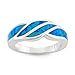 Sterling Silver Created Blue Opal Designed Band Ring