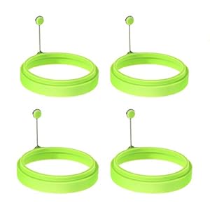 OUNONA 4 stuks ronde siliconen eieren pannenkoeken ringen creatieve omelet vorm voor eieren pannenkoeken koken vorm…