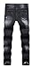Men's Black Biker Moto Slim Fit Skinny Vintage Runway Denim Jeans with Zipper