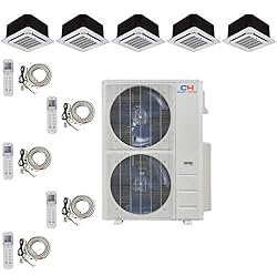 Five 5 Zone Ductless Mini Split Ceiling Cassette