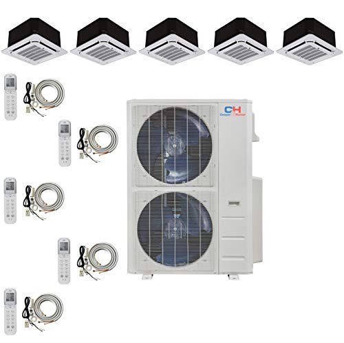 Five 5 Zone Ductless Mini Split Ceiling Cassette
