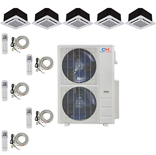 COOPER AND HUNTER Five 5 Zone Ductless Mini Split Ceiling Cassette Air Conditioner Heat Pump 12k 12k 12k 12k 12k