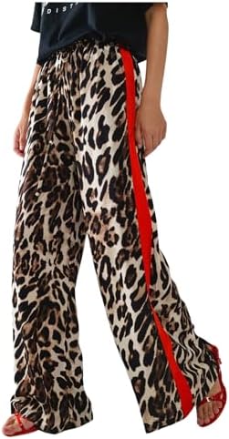 Summer Pants for Women 2025 Cheetah Wide Leg Pants for Women