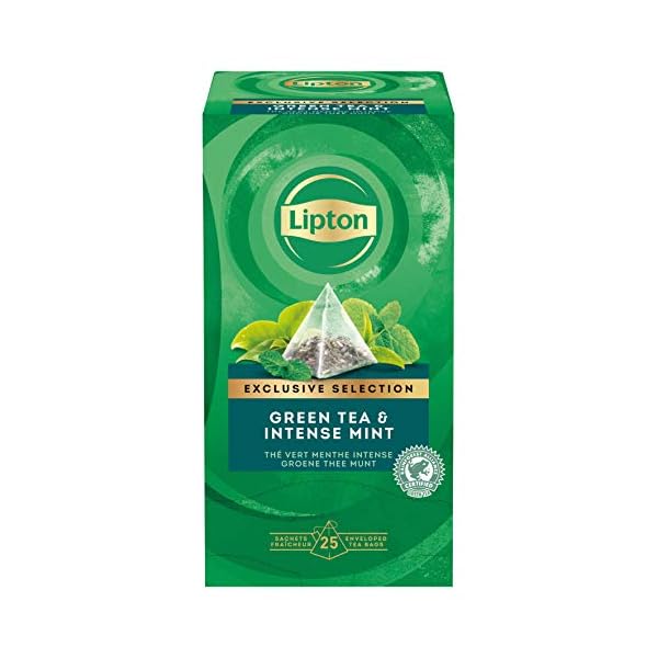 Lipton Grüner Tee, Intensive Minze Pyramidbeutel, 1er Pack (1 x 25 Teebeutel)