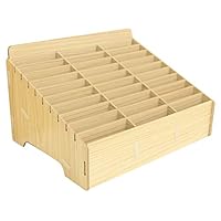 Ozzptuu Multifunctional Wooden Storage Box 30 Storage Compartments for Desk Supplies Organizer, Store Cell Phone Holder