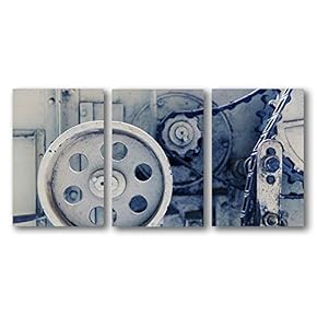 3 Piece Canvas Wall Art for Living Room Bedroom Home Artwork Mechanical Gear Paintings Ready to Hang - 16"x24" x 3 Panels
