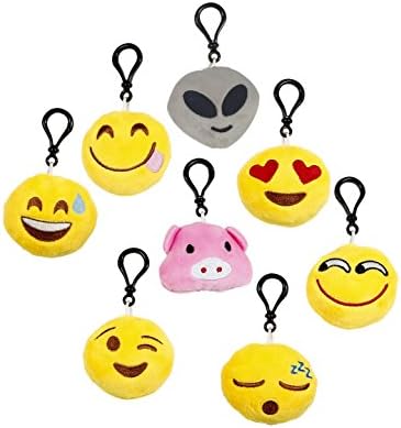 Emoji Keychain Set of 8 - 2 inch Cute Plush Pillow Key Chain Holder Great For Kid Happy Birthday Party Supply Car Accessories Home Bag Gift Unisex Accessory For Men Women Package 2