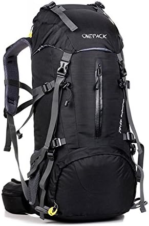 50L(45+5) Hiking Backpack Waterproof Outdoor Travel Backpack Camping Backpacking with Rain Cover for Fishing Touring Trekking Hiking Mountaineering (Black)