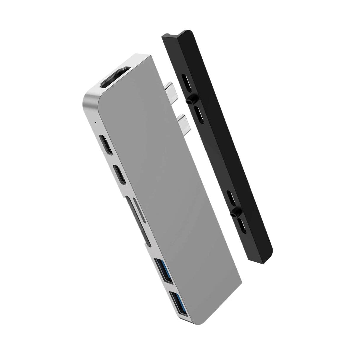 Hyper Drive Duo Pro 7-in-2 USB C Hub 100W PD - Silver Docking Station with HDMI 4K60Hz HDR, Gigabit Ethernet, USB-C/USB-A 10Gbps, MicroSD, USB C 3.5mm Audio Docking Station, Station