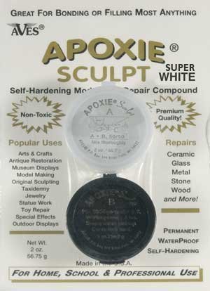 Apoxie Sculpt 1/4 lb. Super White, 2 part modeling compound (A & B)