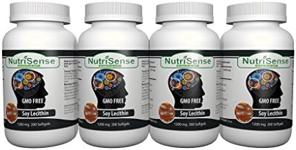 Nutrisense Soy Lecithin 1200mg 200 softgels -4 Bottles
