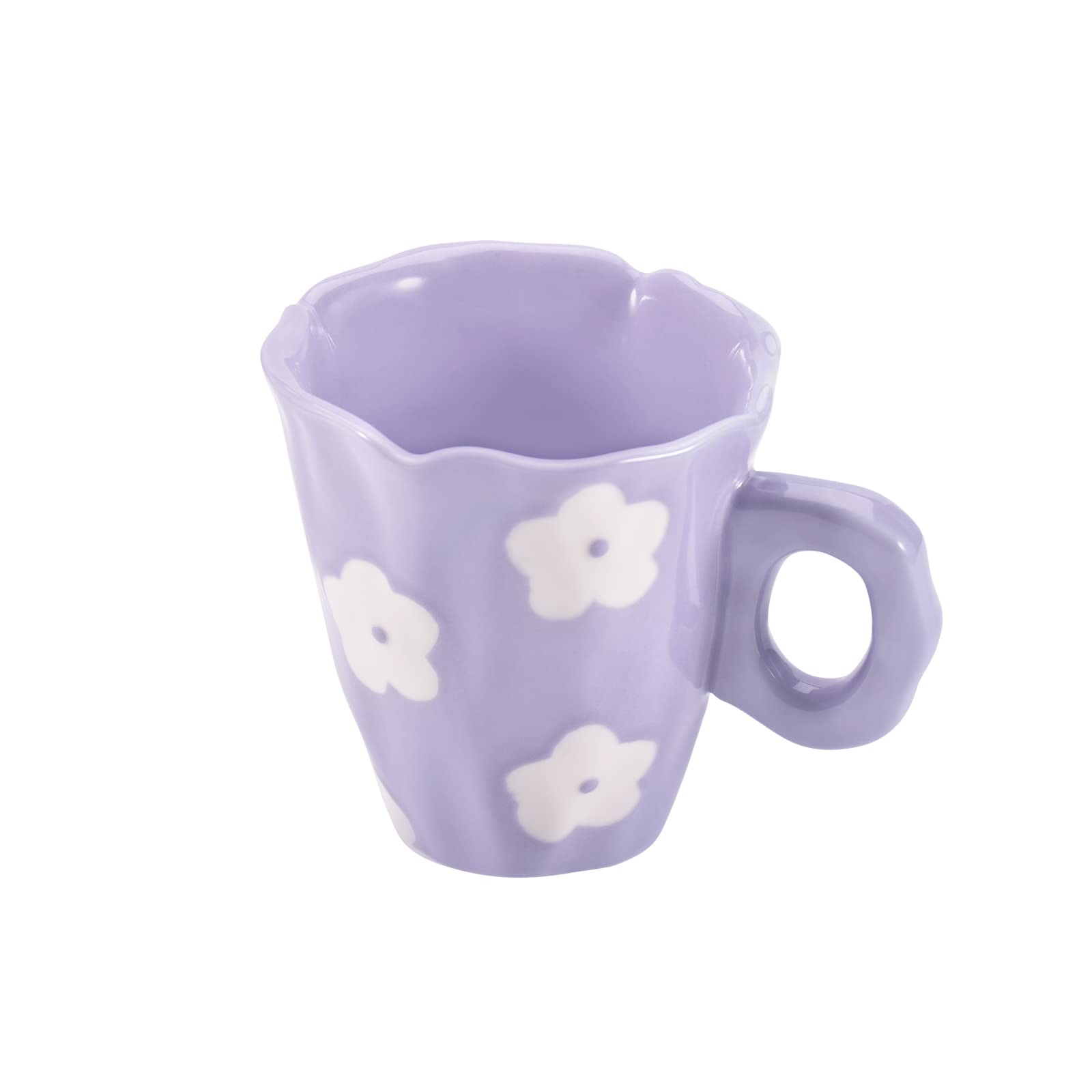 Photo 1 of Koythin Ceramic Coffee Mug, Hand-painted Irregular Novelty Coffee Cup for Office and Home, Dishwasher and Microwave Safe, 10 oz/300 ml for Latte Tea Milk (Purple Flower)