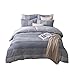 Merryfeel Cotton Duvet Cover Set,100% Cotton Yarn Dyed Striped Duvet Cover with 2 Pillowshams,3 Pieces Bedding Set - Full/Queen Grey