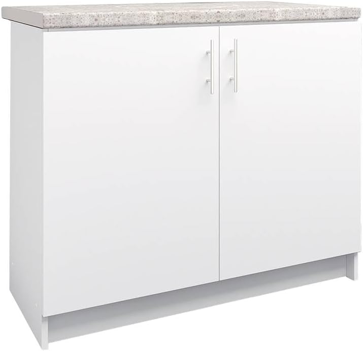 JD Greta 1000mm Fixed Height Kitchen Base Cabinet with 38mm Worktop - White