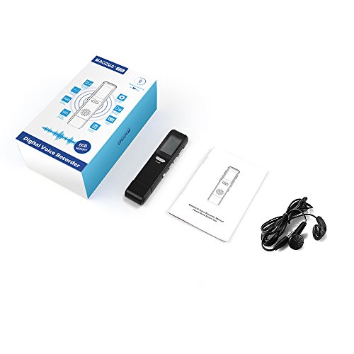Digital Voice Activated Recorder, MAOZUA 8GB Sound Audio Recorder Dictaphone for Lectures Meetings, USB Rechargeable Recorder with MP3 Player,Metal Casing - Thumbnail 7