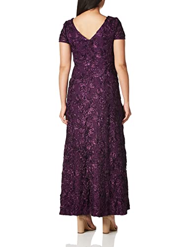 Purple Sequined Soutache Evening Dress 