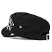ililily Crystal Gemstone Stud Flower Vintage Cotton Military Army Hat Cadet Cap, Black