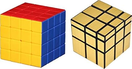 Toy Arena Super Magic Rubik Cube Puzzle Combo Pack Brainstorming Game Multicolor (Gold Mirror/4x4)