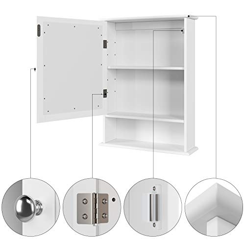 Homfa Bathroom Mirror Wall Mounted Storage Medicine