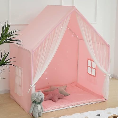 Kids Play Tent,Large Playhouse Tent Indoor, Play House Kids Tent Castle Tent for Girls Boys, Play Cottage (pink)