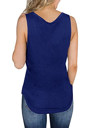 DELLYTOP WOMENS V NECK TANK TOPS SLEEVELESS HENLEY SHIRTS BUTTON UP RIBBED LONG TUNIC TEES (NAVY BLUE, X-SMALL)