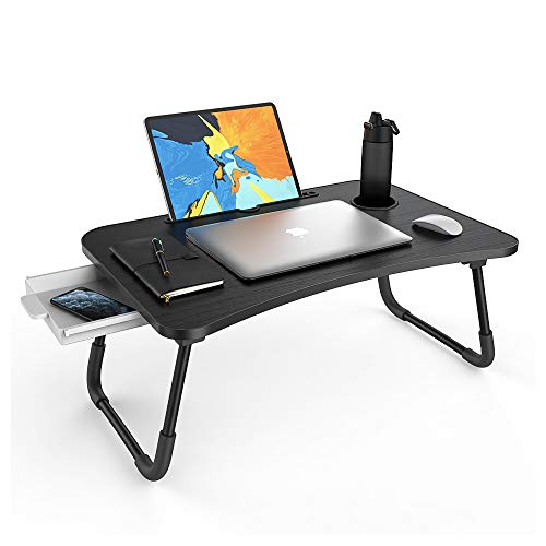 Elekin Laptop Bed Table with Storage Drawer - GoTinySpace
