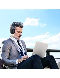 Auriculares Bluetooth inalámbricos con auriculares sobre la oreja   [2018 actualizado] Auriculares de alta fidelidad con graves profundos con micrófono integrado, cómodas almohadillas de proteínas, 15 horas de tiempo de reproducción