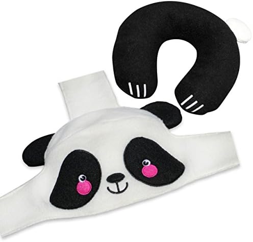 NoBob Child Car Seat Head Support &amp; Travel Pillow, Car Safe and Cozy Sleep Solution for Cars, Panda, One Size Fits All, Pink