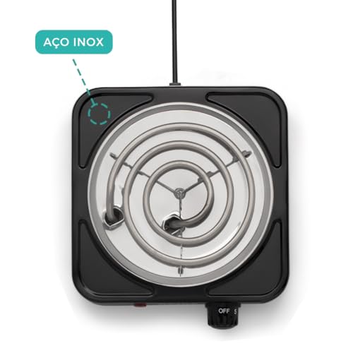 Fogareiro Elétrico Espiral 1 Boca 1000W Portátil BAYTECH (Preto, 220V)