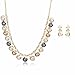 Moochi 18K Gold Plated Pearl Beads Curve Pedant Necklace Earrings Jewelry Set