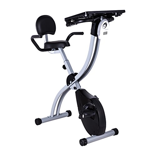 Pinty Adjustable Desk Exercise Bike Workstation with Tablet Holder and Standing Desk