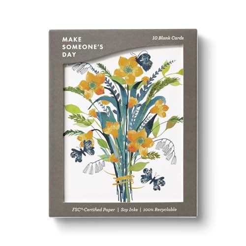 Compendium Boxed Blank Note Cards – 10 All-Occasions Note Cards – Citrus Bouquet Design