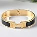 Best H Buckle Bangle Bracelets for Womens Stainless Steel Enamel Bracelet 12MM (Gold+Black)