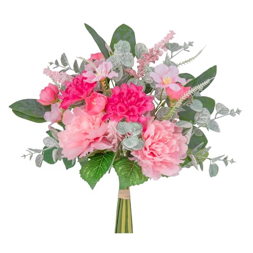 WELL KNOWN Artificial Flowers Bouquet, Pink Fake Flowers for Vase at Amazon
