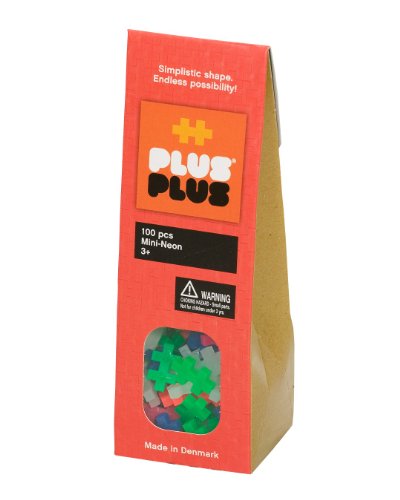 Plus Plus - Open Play Set - 100 Piece - Neon Color Mix, Construction Building Stem Toy, Interlocking Mini Puzzle Blocks For Kids