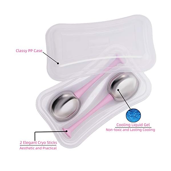 Ice-Globes-Facial-Skin-Care-Tools-for-Women-Face-Eyes-Stainless-Steel-Face-Beauty-Cryo-Roller-for-Girls-Ladies-Cooling-Massage-Spa-Globes-with-Storage-Case Pfefe Ice Globes Facial Skin Care Tools for Women Face & Eyes, Stainless Steel Cryo Sticks Face Roller for Girls Ladies…