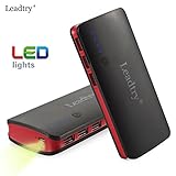 Power Bank Leadtry® 10000mah External Battery with Triple USB Port Portable Charger Backup Pack Build in Flash Light for Iphone 6s 6 Plus, Ipad and Samsung Smart Phone, Tablet Pcs (Black*red)