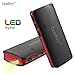 Power Bank Leadtry® 10000mah External Battery with Triple USB Port Portable Charger Backup Pack Build in Flash Light for Iphone 6s 6 Plus, Ipad and Samsung Smart Phone, Tablet Pcs (Black*red)