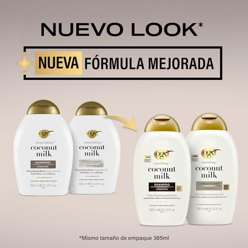 Nourishing + Coconut Milk Champú Hidratante, Sin Sulfatos, 385 ml