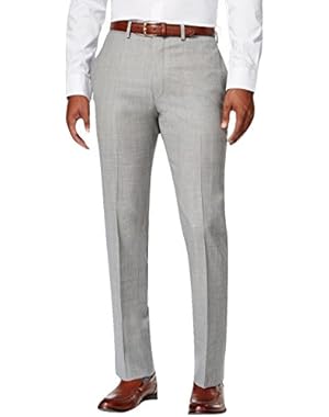 Calvin Klein Slim-Fit Light Grey Textured Wool Flat Front New Men's Dress Pants (37W)