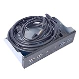 UCEC 5.25 Inch Front Panel USB Hub with 2-Port USB 3.0 & 2-Port USB 2.0 & HD Audio Output Port & Microphone Input Port for Desktop [ 20 Pin Connector & 2ft Adapter Cable]