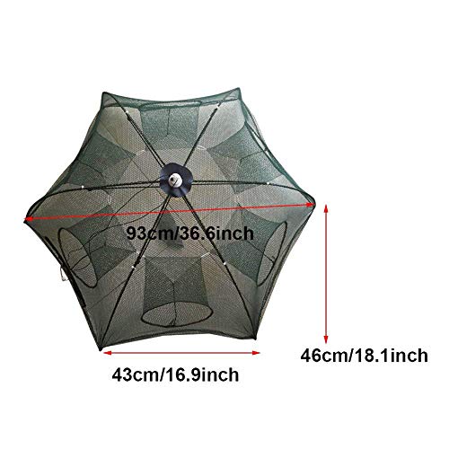 Bonlting Portable Folded Fishing Net - Crab Trap,Minnow Traps,Shrimp Trap,Fishing Bait Traps,Crayfish Trap, (6 Sides 12 Holes) - Thumbnail 3