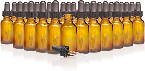 Everything4Oils 1 oz. Amber Boston Round Glass Bottle with Dropper-24 PK