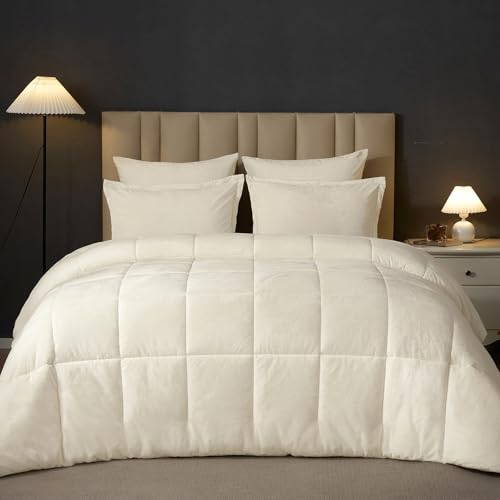 PHF Double Velvet Comforter Queen Cream