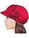 Dahlia Women's Chic Flower Newsboy Cap Hat Wool Blend - Dual Layer, Red