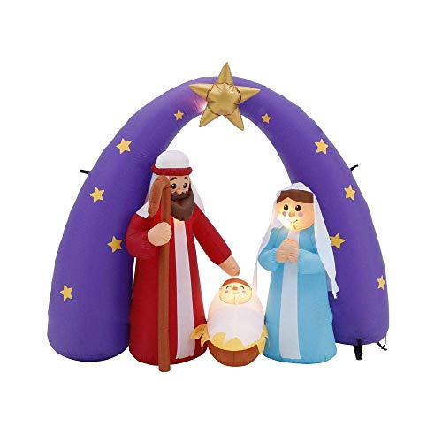 Home Accents Holiday Airblown Nativity Fuzzy Scene 6 ft. Inflatable Pre